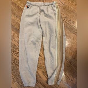 Aviator Nation Beige Sweatpants with Striped Detail